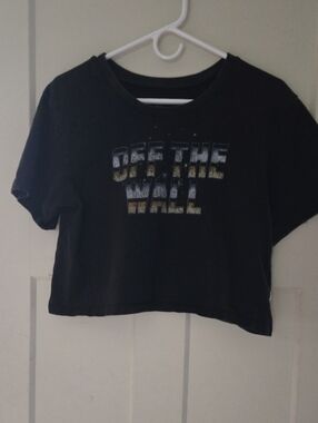 Vintage Vans Black Plated Crop Tee "Off The Wall" Size S